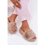 Boto Women's Platform Slippers With Fur And Gold Accessories Beige Livira | shoptok.hr