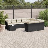 Maison Chic Seti vrtnega pohištva - Vrtna garnitura - Vrtni pohištvo set 11-delna z blazinami črn poli ratan, (21810191) | Shoptok.si