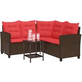  Set vanjskih sofa s jastukom 2 pcs Smeđa i crvena poliratan | shoptok.hr