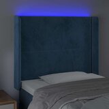  Posteljno vzglavje temno modro 103x16x118/128 cm žamet | Shoptok.si