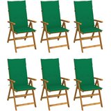  Sklopive stolice 6 kom s jastucima od punog bagremovog drveta Zelena 120 x 50 x 3 cm | Shoptok.si