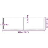  Zidna polica tamnosmeđa 200x60x(2-4) cm od obrađene hrastovine | shoptok.hr