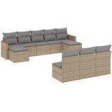  10-dijelni set vrtnih sofa s jastucima bež od poliratana | shoptok.hr
