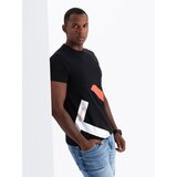Ombre Men's cotton T-shirt with delicate embroidery - cream Cijene