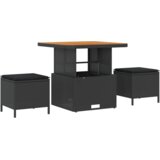 vidaXL 9-delni vrtni kavč set z blazinami črnega poly ratana, 3-delni vrtni jedilni set z blazinami črnega poly ratana | Shoptok.si