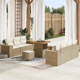 vidaXL 9-delni komplet vrtn sofas s blazinami v bež barvi iz polirattana in akacije | Shoptok.si