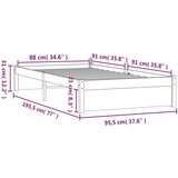  Posteljni okvir bel iz trdnega lesa 90x190 cm 3FT, (20646280) | Shoptok.si