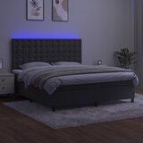  box spring s madracem LED tamnosivi 180x200 cm baršun | shoptok.hr