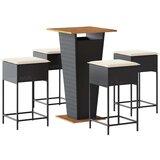  5-dijelni vrtni barski set od poliratana s jastucima crni Crna 60 x 60 x 110 cm | shoptok.hr