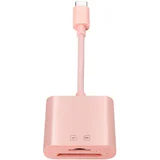 Type-C dvojni čitalec kartic (SD+TF) 15M/s, ABS, za MacBook in iPad Pink, (5000282777)