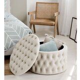Woody Fashion nilka kapitone pouffe - white white pouffe Cene