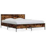 Maison Chic Posteljni okvir - Dvoposteljna postelja - Zakonska postelja dimljeni hrast 150x200 cm inž. les in kovina-J14318, (21775763) | Shoptok.si