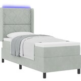 vidaXL Box vzmetnica z vzmetnico in LED svetlobo svetlo siva 80x200 cm žamet | Shoptok.si