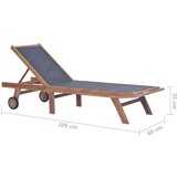  Zložljiv ležalnik s kolesi trdna tikovina in tekstil, (20661229) | Shoptok.si