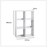 Regal sa 6 polica MIX&MODUL 67,6x32x100,5cm, Bijela