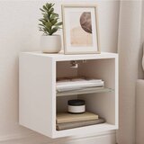 The Living Store Stenska TV omarica z LED lučkami bela 30x28,5x30 cm - TV Stenska Omarica, (21671001) Cene