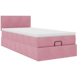 vidaXL Otomanski posteljni okvir z vzmetnico roza 90x200 cm žamet | Shoptok.si