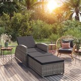 Maison Chic Ležalnik - Sončna ležalnik s temno sivo blazino poli ratan siv, (22057615) | Shoptok.si