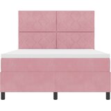  LED Box Spring Krevet Ružičasta 140 x 200 cm Baršun | shoptok.hr