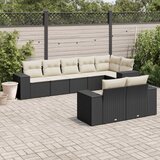 Maison Chic Seti vrtnega pohištva - Vrtna garnitura - Vrtni pohištvo set 8-delna z blazinami črn poli ratan, (21798764) | Shoptok.si