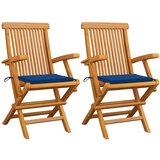 Maison Chic Vrtni stoli - Stol za vrt s kraljevo modrimi blazinami 2 kosa trdna tikovina JS1963, (21877634) | Shoptok.si