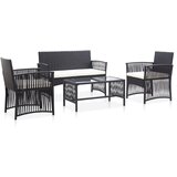 Maison Chic Seti vrtnega pohištva - Vrtna garnitura - Vrtni pohištvo set z blazinami 4-delna poli ratan črna, (21795868) | Shoptok.si