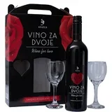 Set Crveno vino za dvoje + dve čaše, 0.75l
