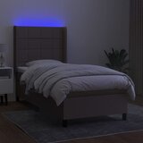  box spring s madracem LED smeđesivi 90x190 cm tkanina | shoptok.hr
