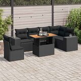  7-dijelni set vrtnih sofa od poliratana s jastucima crni Cijene