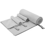 vidaXL Komplet športnih brisač 3 pcs Siva Poliester in poliamid Cene