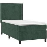 Box spring postelja z vzmetnico temno zelena 80x200 cm žamet | Shoptok.si