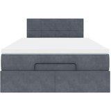 vidaXL Otomanski posteljni okvir z vzmetnico siv 120x200 cm žamet | Shoptok.si