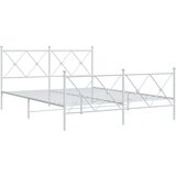 vidaXL kovinski posteljni okvir z vzglavjem in vznožjem bel 160x200 cm, (21128820) | Shoptok.si