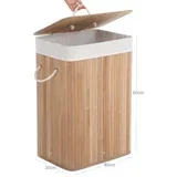 Košara za Perilo od Bambusa 72L 40 x 30 x 60 cm Prirodna LCB10Y