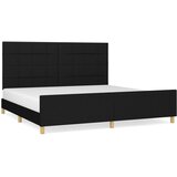 The Living Store Posteljni okvir z vzglavjem črn 200x200 cm blago - Posteljni Okvir Z Vzglavjem, (21526444) | Shoptok.si
