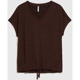 Marisse Brown V-Neck Blouse | shoptok.hr