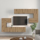vidaXL Set TV komoda s pohranom s vratima 8 pcs Umjetnička hrastovina | shoptok.hr