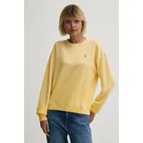 Polo Ralph Lauren Bombažen pulover ženski, rumena barva, 211935582