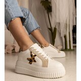 Gemre White-beige sneakers decorated with glitter and a star Taleda | shoptok.hr