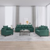  3-dijelni set sofa s jastucima tamnozeleni baršunasti | shoptok.hr