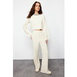 Trendyol Color Blocked Knitwear Top and Bottom Set with Stone Piping Detail Cene
