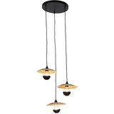 QAZQA Podeželska viseča svetilka črna z vrvjo 3-light - Leia Cene