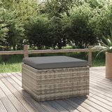vidaXL Vrtni tabure s jastukom sivi 55 x 55 x 30 cm od poliratana Cijene
