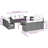  Vrtni set s jastucima, 13 dijelova, crni poliratan | shoptok.hr