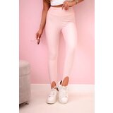 Kesi Włoski Women's leggings with heel openings, high waist powder pink | shoptok.hr