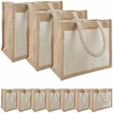  Torbe od jute s džepom 10 Prirodna i bijela 26 x 22 x 14 cm | shoptok.hr