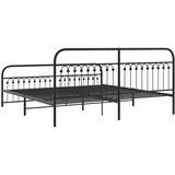vidaXL Kovinski posteljni okvir z vzglavjem in vznožjem črn 193x203 cm, (21251525) | Shoptok.si