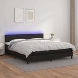  Box spring s madracem LED crni 180x200cm od umjetne kože Cijene