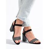 SHELOVET Women's Black Sandals with Decorative Heel Cijene