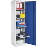 eurokraft pro Omara za material, širina 500 mm, 4 izvlečne police, vrata svetlo siva | Shoptok.si